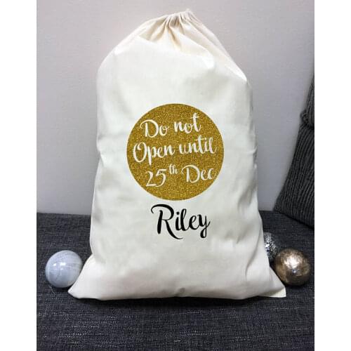 Personalized name kids stylish storage Canvas toy bags Santa Sacks birthday Gift bags natural cotton drawstring storage pouches
