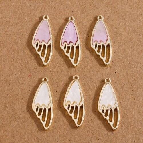 5pcs 8*25mm Acrylic Wings Charms for Jewelry Making Gold Color Alloy Charms Pendants for Necklaces Earrings DIY Crafts Accessory