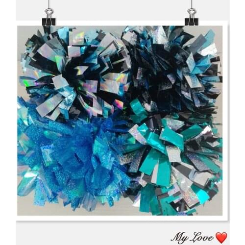 High quality 6" game pompoms cheering supplies Cheerleader pom poms supplies PVC PET Lazer pompons Color free combination