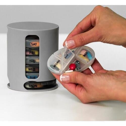 Portable Weekly Pill Organizer, 1 Dispenser, 7 Stackable Compartments Four Times-a-Day, Pill Container Box Vitamin Holder Case