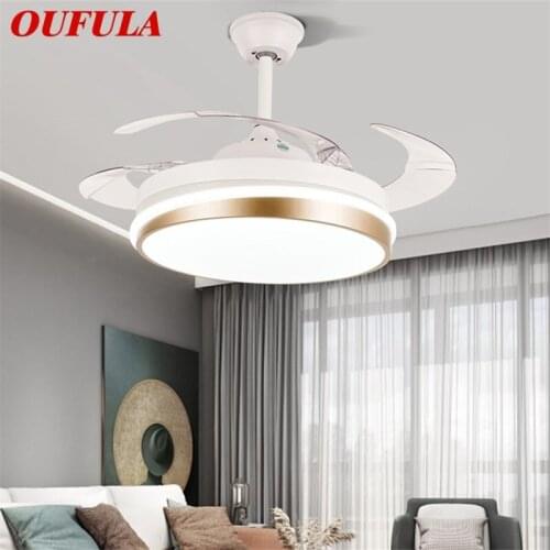 OUFULA Ceiling Fan Light Invisible Lamp With Remote Control Modern Simple LED For Home Living Room