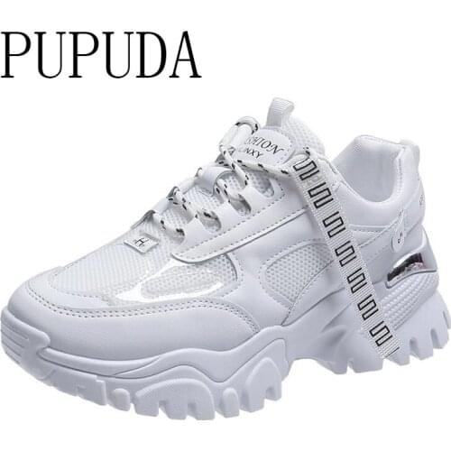 PUPUDA Women Sneakers Mesh Casual Platform Shoes Women Breathable Chunky Sneakers Women Running Casual Shoes Female