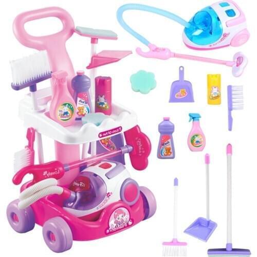 Gardening Trolley Simulation Vacuum Repair Kids Cleaning Set Watering Shovel Prepared Trolley Toys Watering Shovel Trolley Toys