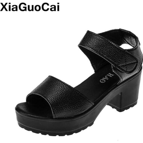 Summer Woman Shoes Sweet Girls Sandals Black White Flat Platform Female Footwear Hook & Loop Women Pumps Plus Size Hot Sale