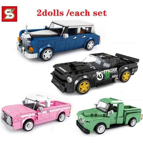 SEMBO Plastic Blocks Famous Car Model Building Bricks Cool Vehicle Educational Kids Toys for Children Juguetes Boy Birthday Gift