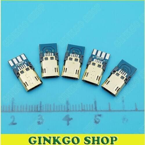 100pcs/lot Micro USB Male Plug Connector Port with PCB Board A type
