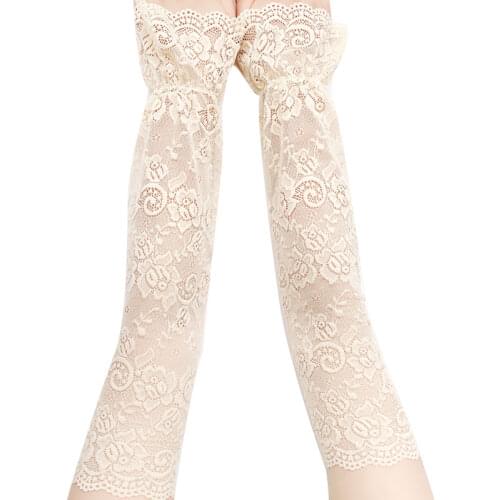 Sun Protection Arm Cover Summer Lace Elastic Arm Sleeves Ladies Long Lace Sleeve For Wedding Travel Driving Pure Ice Sleeves