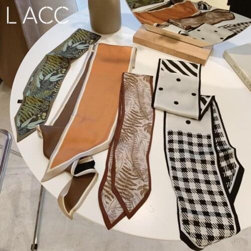 Slender and narrow silk scarf retro French fluttering neck scarf tied package ribbon decoration hair band female hair tie