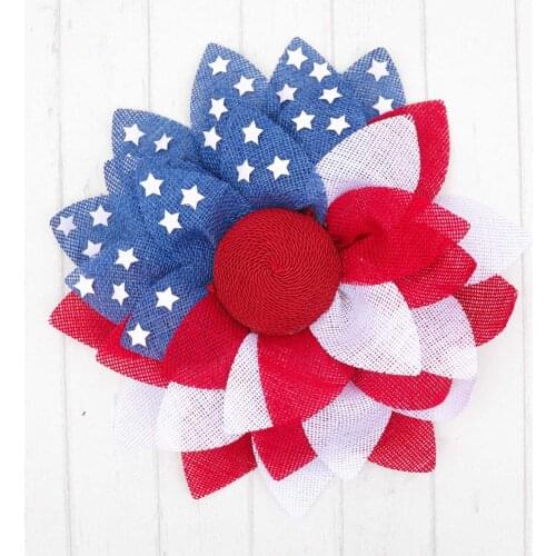 Independence Day Wreath with American Flag Print Patriotic Fabric Front Door Decoration