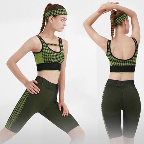 Women Yoga Set Running suit Tight Fitness clothes Bra+Shorts Sport Leggings Running Workout Stripe Push Up Yoga Suit Tight Wear