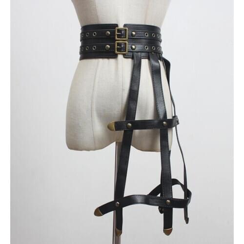 Womens runway fashion pu leather elastic punk Cummerbunds female Dress Corsets Waistband Belts decoration wide belt R3195
