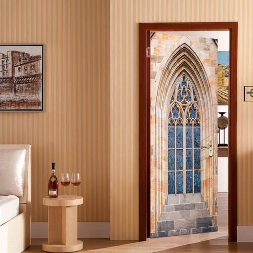 2pcs/set Most Popular Gothic Window Door Sticker Vinyl Removable Wallpaper Waterproof Art Decal Wall Decal For Living Room Decor
