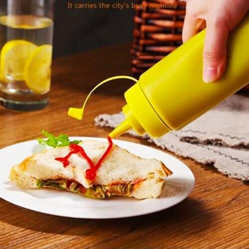 3PCS Squeeze Condiment Bottles With On Cap Lids Ketchup Mustard Hot Sauces Olive Oil Bottles Kitchen Accessories