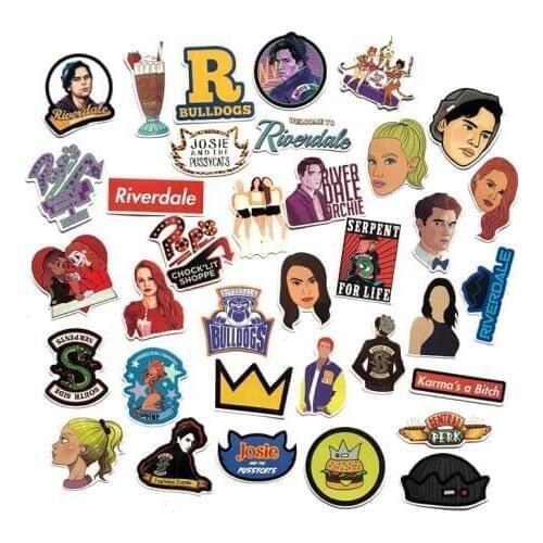35pcs/set riverdale Stickers for Laptop Skateboard Home Decoration Car Styling Vinyl Decals Doodle Cool DIY works