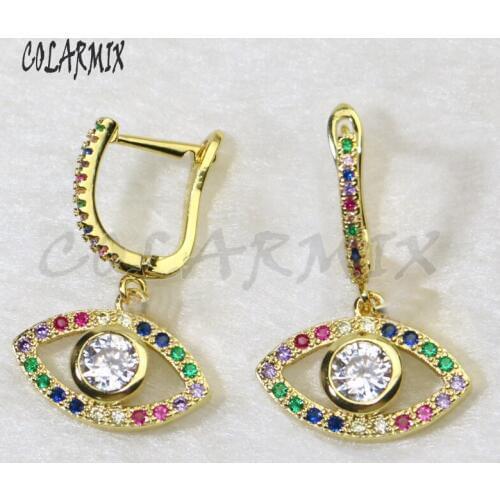 4 Pairs zircon crystal eyes earrings&metal eye shape earrings zircon earrings Gift for the lady earrings 5798