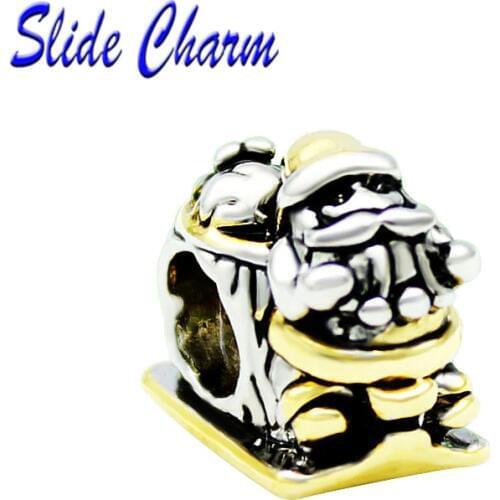 5mm Straight Hole Fashion Jewelry DIY Charm European Style Christmas Ball Sleigh Santa Claus Fit Pandora Bracelet Necklace