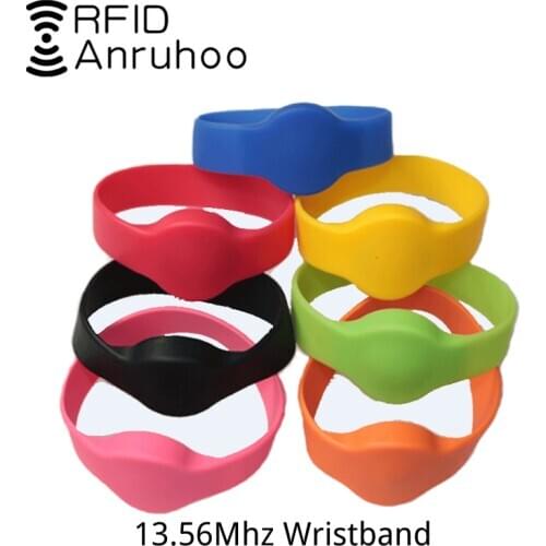 50PCS NFC Smart Chip Wristband 13.56Mhz Key Badge S50 1K Access Control Card RFID Bracelet ISO14443 IC Tag