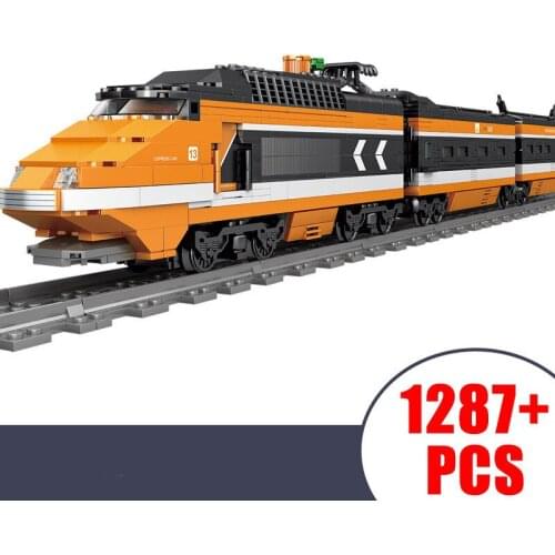 98223 Building Blocks High-speed Train High-speed Rail Steam Train Track Assembly Model Boy Assembly Assembly Toy Gifts