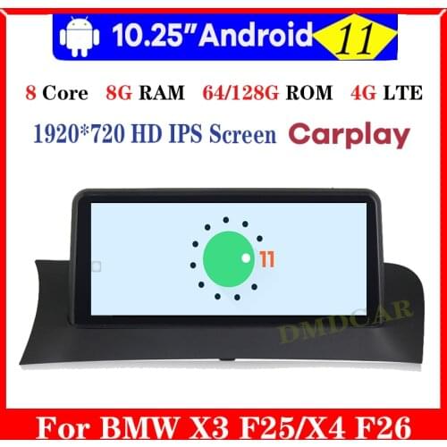 10.25“ 8CORE 8+64G Android 10.0 Car Multimedia Player for BMW X3 F25 X4 F26 CIC NBT 2011-2016 GPS Radio Stereo Head unit Navi