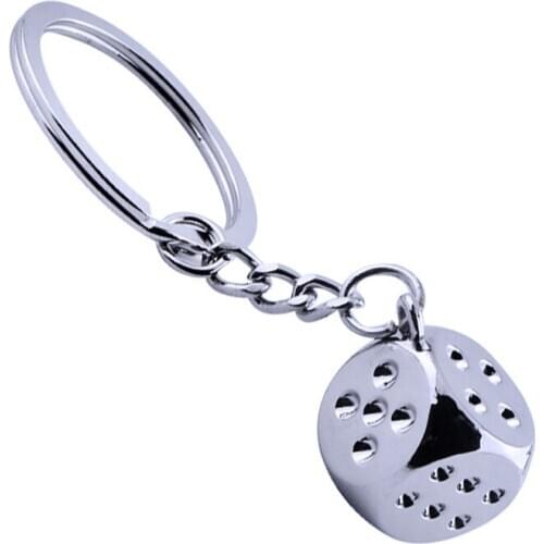 FREE shipping by FEDEX 100pcs/lot New Metal 3D Mini Dice Keychains Dice Shaped Keyrings