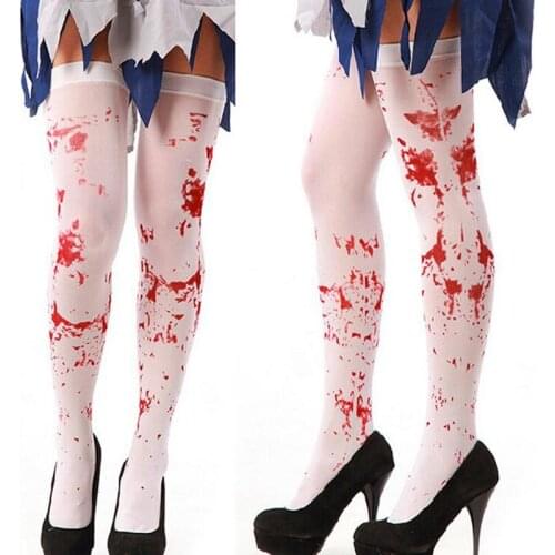 White Blood Stained Stockings Bloody Spooky Hallowmas Fancy Dress Socks Party Favors Gift Christmas Halloween