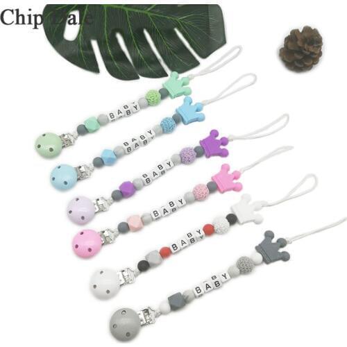 Chip Dale Personalized Name Silicone Pacifier Chain Baby Wood Pacifier Clips Pacifier Holders Dummy Clips Baby Shower Gifts