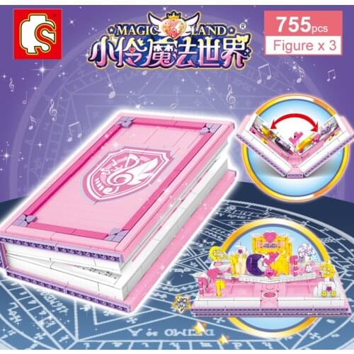 SEMBO 755pcs Pink Magic Book Building Blocks Girl Friends Live Room Booklet Figure Bricks Kids DIY Toys for Girl Christmas Gift