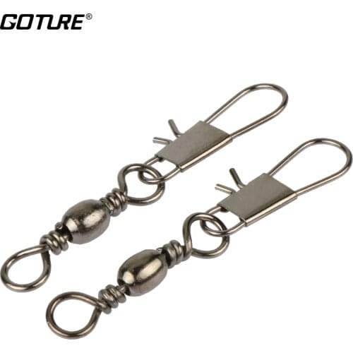 Goture 200pcs/lot Barrel Fishing Swivel with Interlock Snap Sea Rock Fishing Tackle Lure Hook Connector