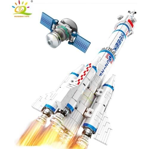 HUIQIBAO 904Pcs Saturn V Rocket Building Blocks City Space Station Shuttle Satellite Astronaut Creator Bricks Set Children Toys