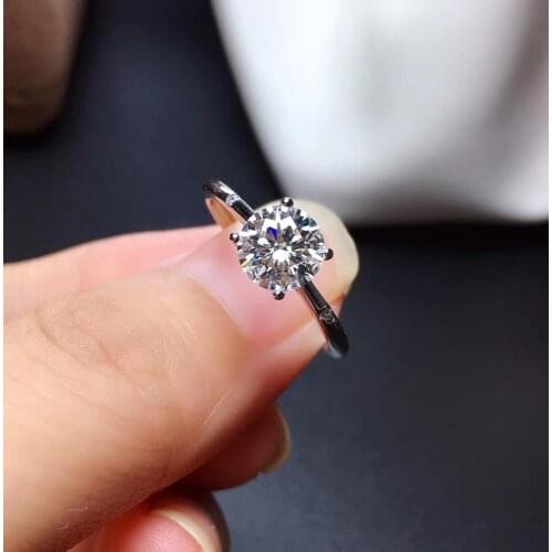 Crackling moisanite gem ring four claws women jewelry gift 925 sterling silver shiny better than diamond engagement ring wedding