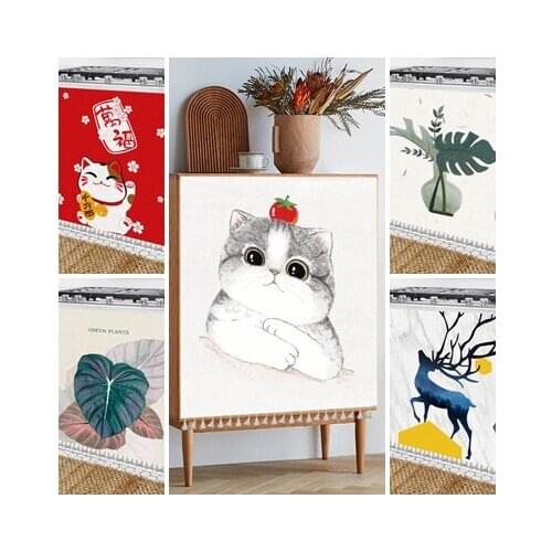 Velcro Short Curtain for Kitchen Cabinet Decorative Cover Dustproof Wardrobe Partition Curtain Half Drape Living Room Cafe Decor