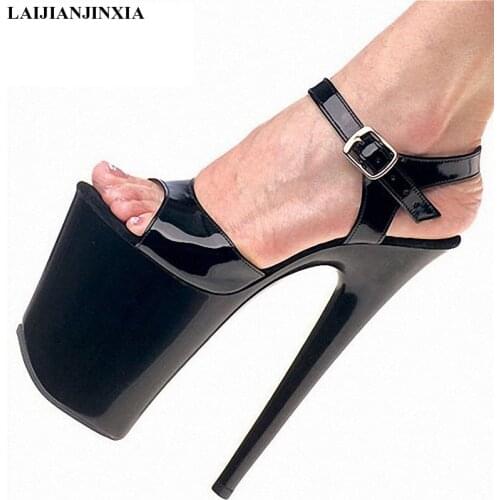 LAIJIANJINXIA New Women Shoes 20 CM High Heel Thick Soles Peep Toe Model Catwalk Nightclub Sexy Waterproof Steel Pipe Sandals