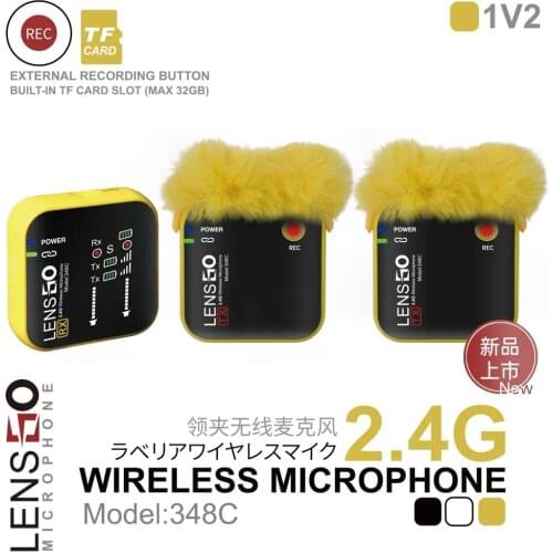 Lensgo 348C Microphone 2.4G Wireless Lapel Mic Support TF card With Charging Case For Phone Camera for Video Recording Interview