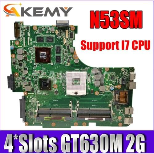 N53SM Motherboard W/ 4*Slots GT630M 2G For ASUS N53S N53SV N53SN N53SM laptop Motherboard N53SM Mainboard Test work 100