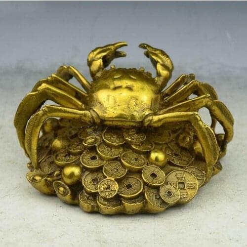 Seiko Pure Copper Money Crabs Eight Sides Necessary To Gain Business Mascot Lucky Decoration Collection Ornaments Statues