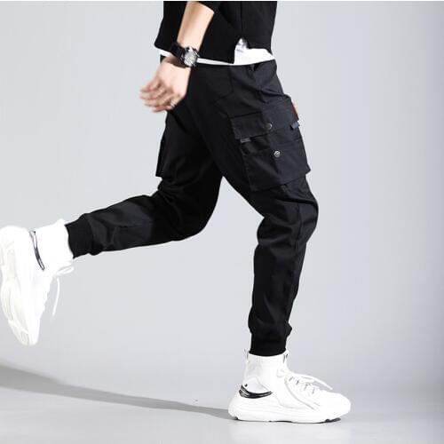 Outdoor 2019 Spring summer multi pocket tactical black overalls harem pants men military slim teenagers pencil trousers men