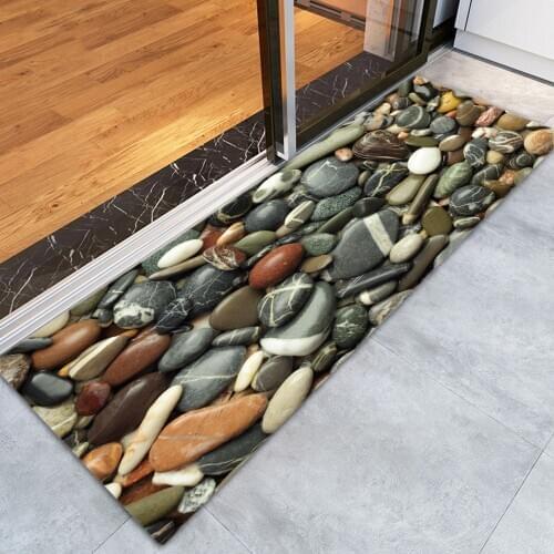 Cobble Stone Entrance Door Floor Mat Soft Water Absorption Non-Slip Printed Floor Mat Area Rug Bath Kitchen Carpet