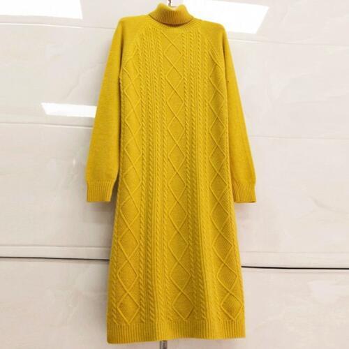 Autumn Winter Long Knitted Sweater Women Turtleneck Pullover Plus size Loose Thick Warm Knitwear Jumper Fashion Women Sweater