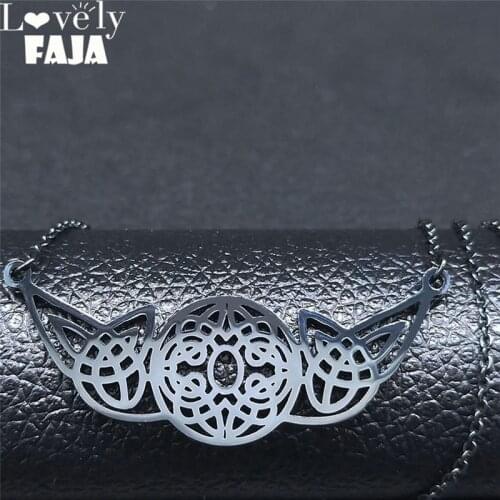 2021 Cartel Knot Stainless Steel Chain Necklace for Women Black Color Pendant Necklace Jewelry joyeria acero inoxidable N4224S03