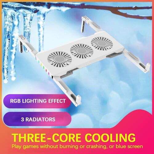 Portable Folding Heat Dissipation Bracket USB C Power Supply With 3 Cooling Fan Suitable for Notebook Computers Within 18 inches