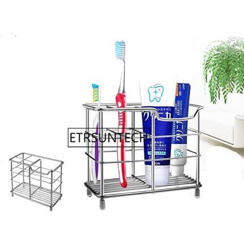 Simple Toothpaste Stand Multi Function Stainless Steel Toothbrush Holders Firm Durable Storage Rack For Home Bathroom Supplies