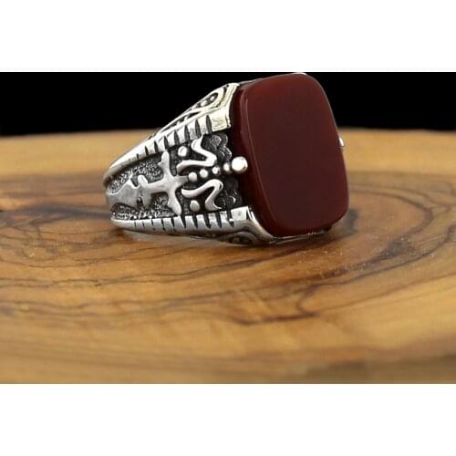 925 Sterling Silver Natural Stone Ring For Men Aqeq Onyx Zircon Stones Jewelry Fashion Vintage Gift Accessory All Size