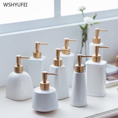 1pcs Large capacity 450ml / 400ml simple ceramic shampoo empty lotion container foam press pump bottle for soap shower gel