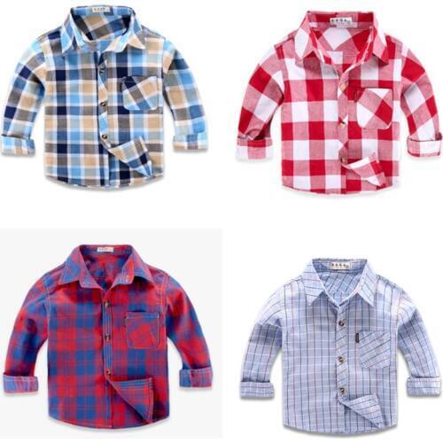 2020 Hot Boys Girls Shirts Casual Camisa Masculina Girl Blouses Children Kids Cotton Clothes Baby Boy Plaid Long Sleeve Shirts
