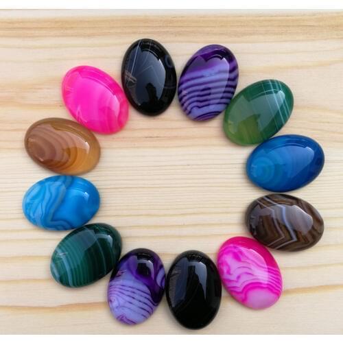 Charm mixed Striped onyx natural stone beads for jewelry making 25X18MM cab cabochon charm fashion Ring accessories 12Pc/lot