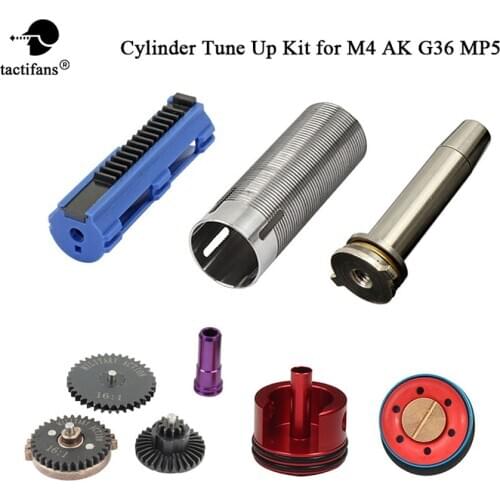 TACTIFANS Tune Up kit 16:1 Gear Set Cylinder Piston/head Spring Guide Nozzle 14 Teeth Piston for AK M4 MP5 G36 AEG Airsoft
