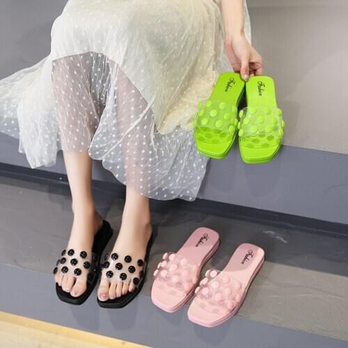 Slippers womens online celebrity polka-dot platform fashion Joker ins trend ladies wear slippers ladies slippers