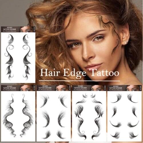 Hair Edges Tattoo Sticker Baby Hair Tattoo Pony Tail Styles Temporary Tattoo Sticker Template Sleek Edges Bangs Tattoo Sticker