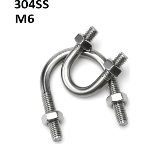 1PCS M6 304 Stainless Steel U-type Bolts With Nuts Hoop Horse U Screws With Nuts