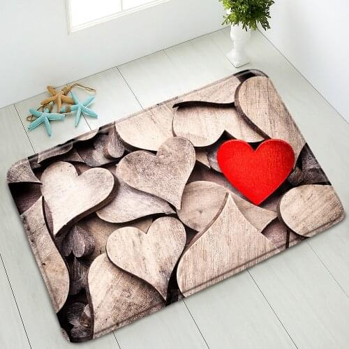 Vintage Wood Plank Love Non-Slip Bathroom Mat Bedroom Kitchen Doormat Rug Absorbent Balcony Carpet Washable Floor Mat Home Decor